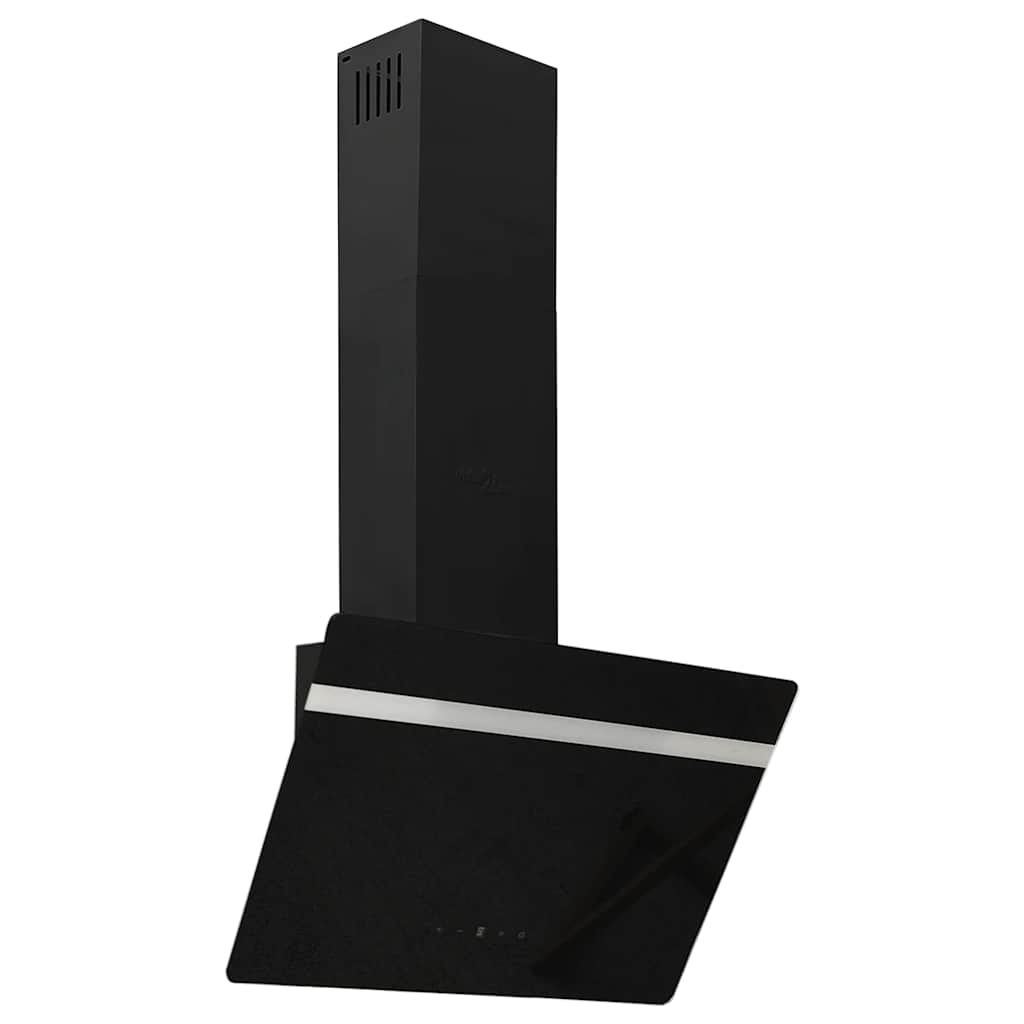 Black wall hood 60 cm steel and tempered glass