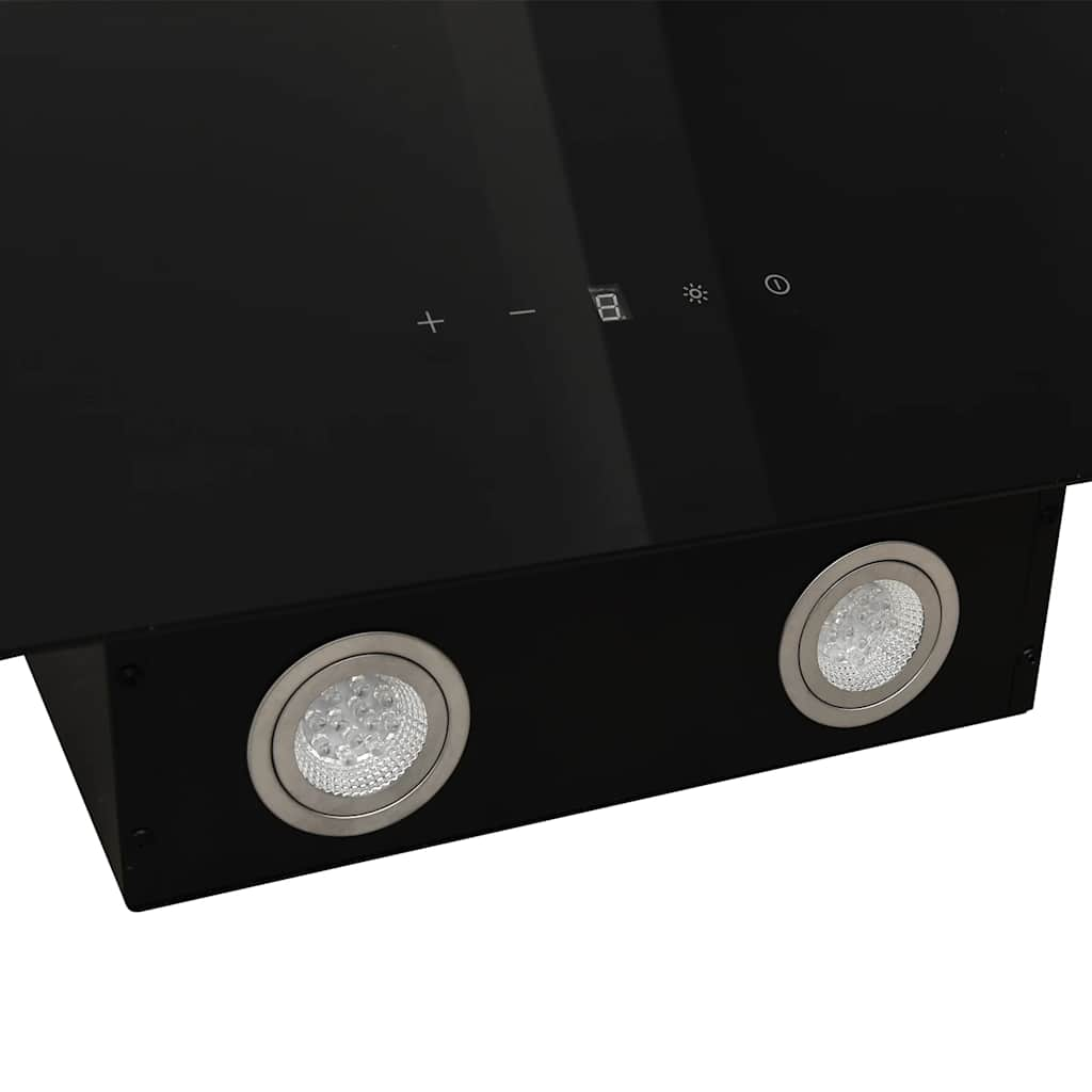 Black wall hood 60 cm steel and tempered glass