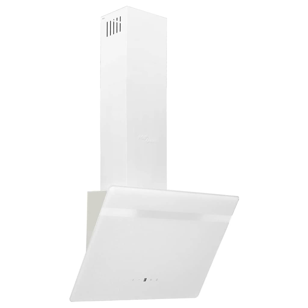 Wall-mounted hood, white, 60 cm, steel and tempered glass