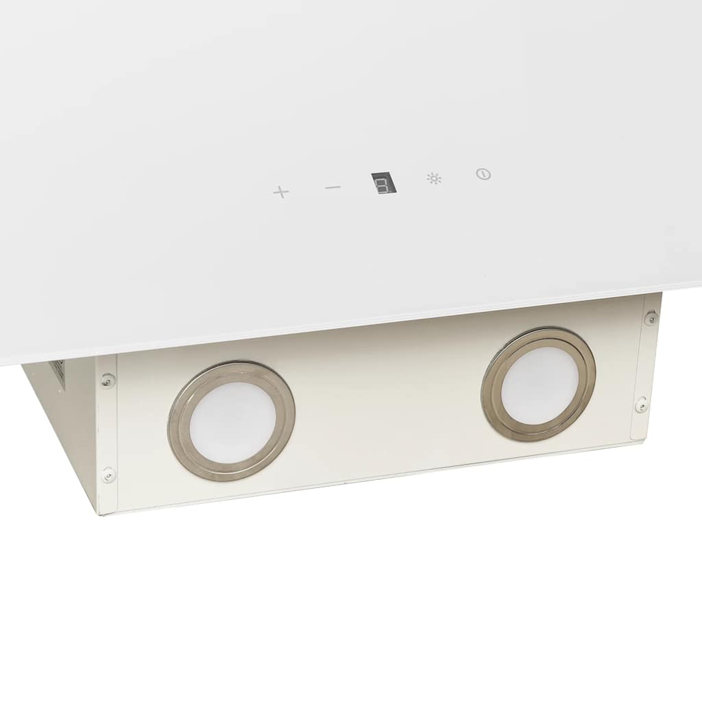 Wall-mounted hood, white, 60 cm, steel and tempered glass