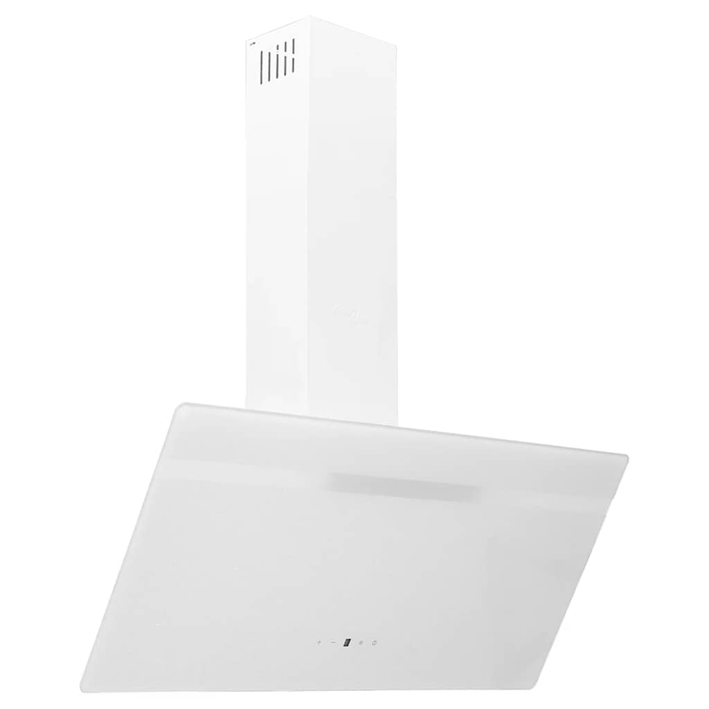 Wall-mounted hood, white, 90 cm, steel and tempered glass