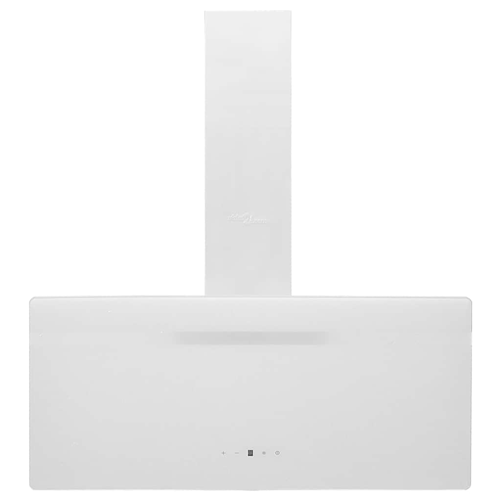 Wall-mounted hood, white, 90 cm, steel and tempered glass