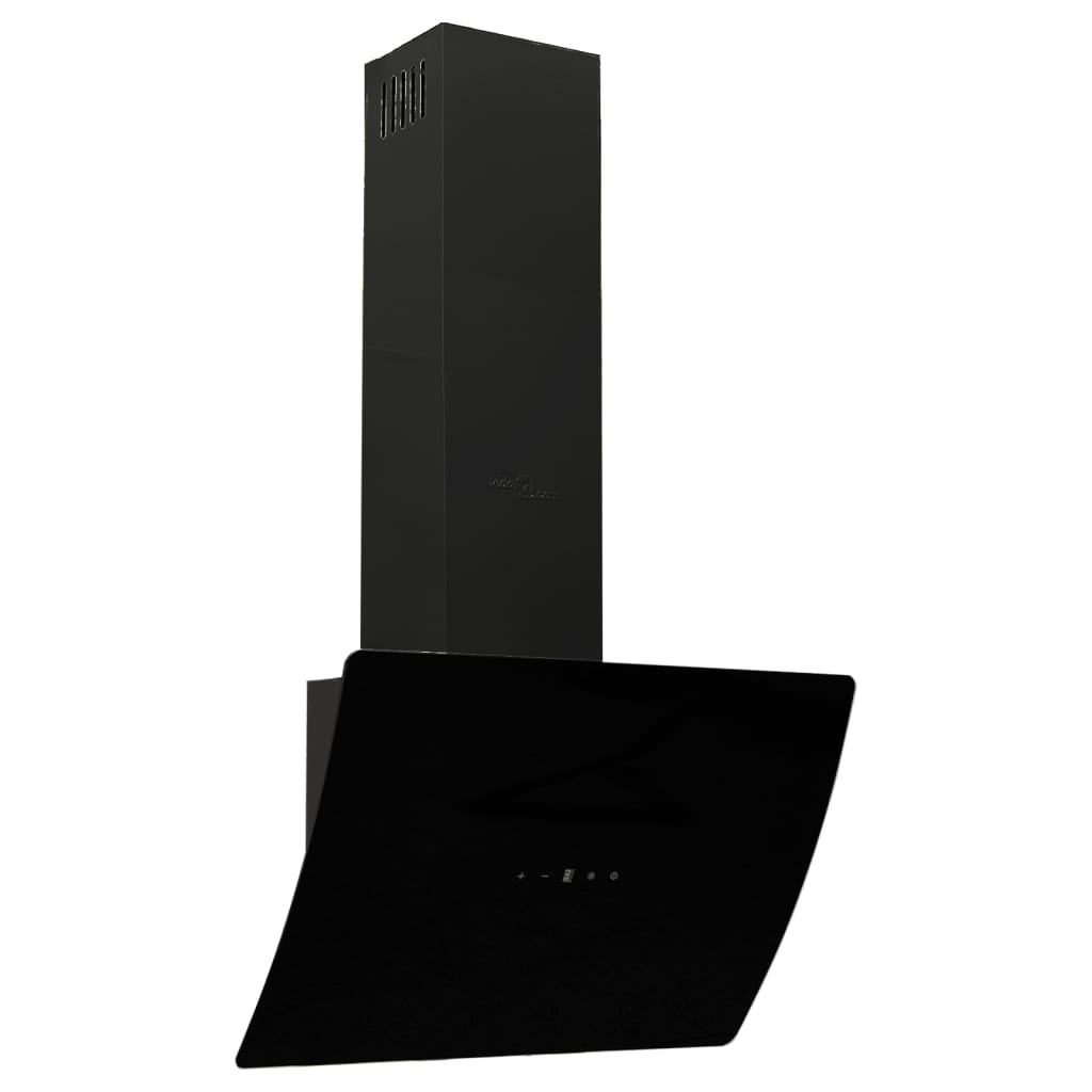 Black wall hood 60 cm steel and tempered glass