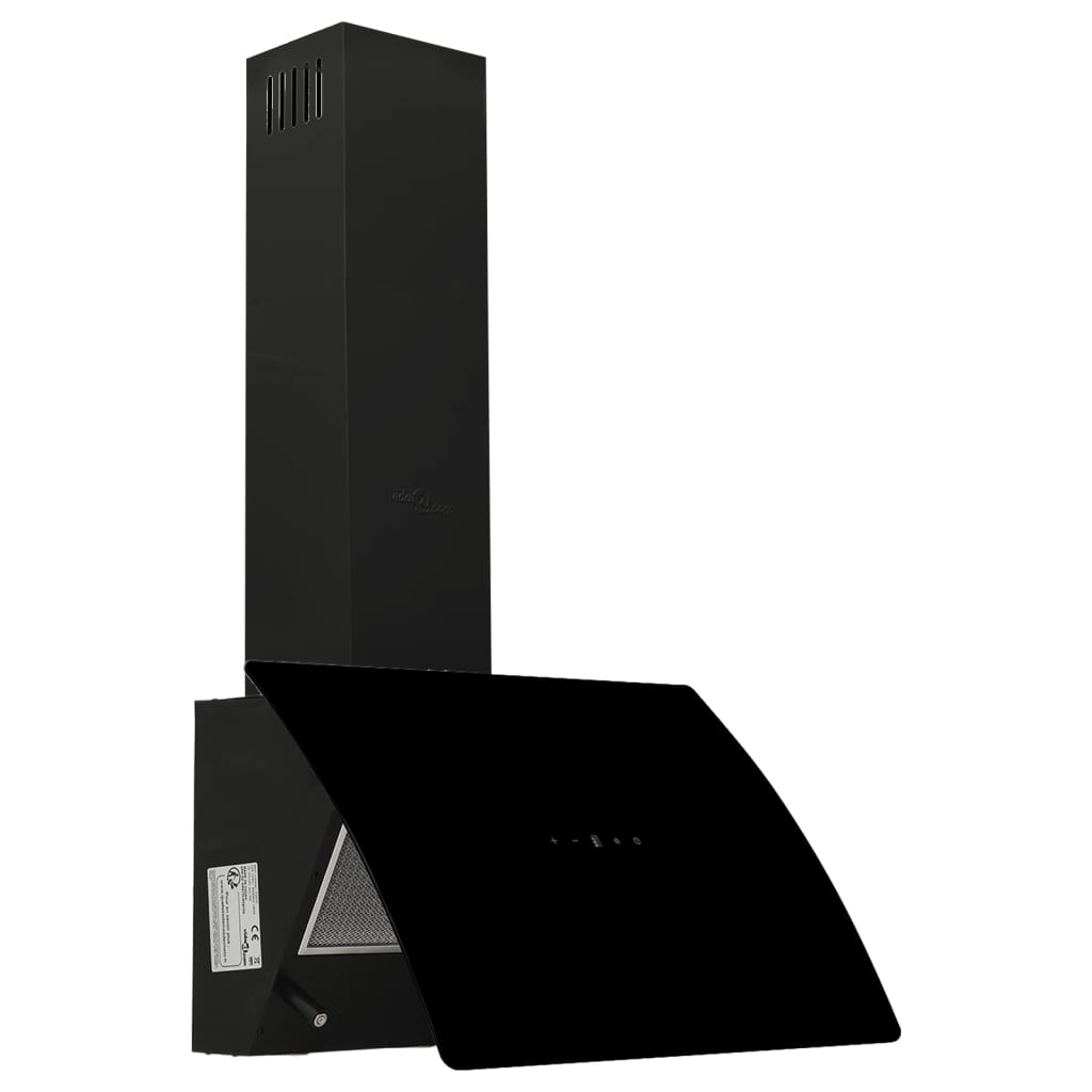 Black wall hood 60 cm steel and tempered glass