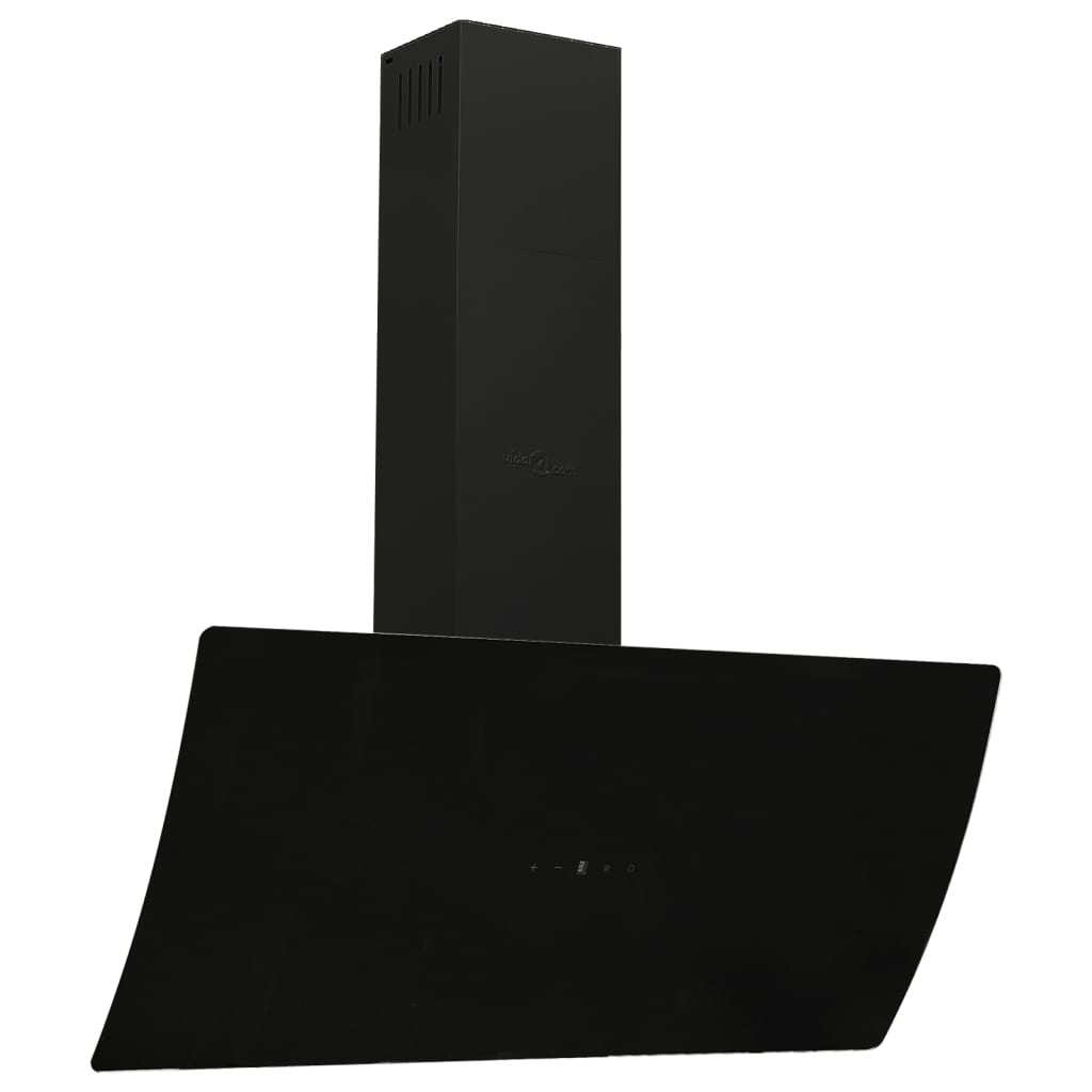 Wall-mounted hood, black, 90 cm, steel and tempered glass