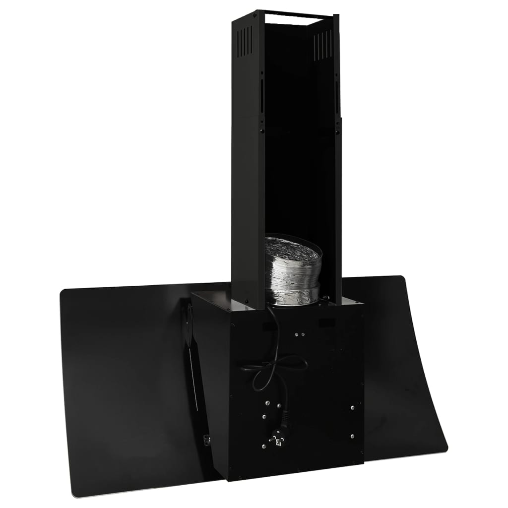 Wall-mounted hood, black, 90 cm, steel and tempered glass