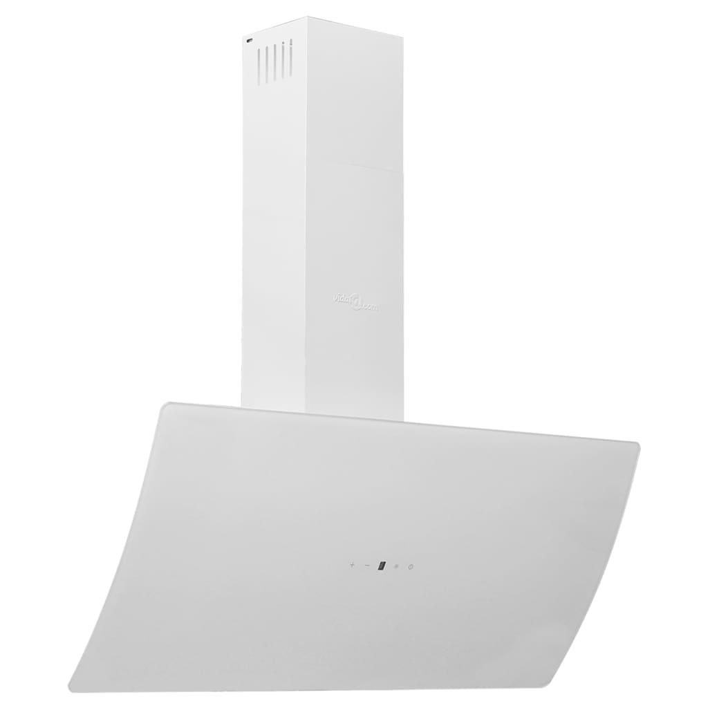 Wall-mounted hood, white, 90 cm, steel and tempered glass