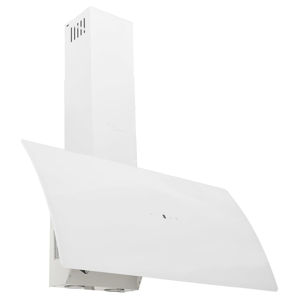 Wall-mounted hood, white, 90 cm, steel and tempered glass