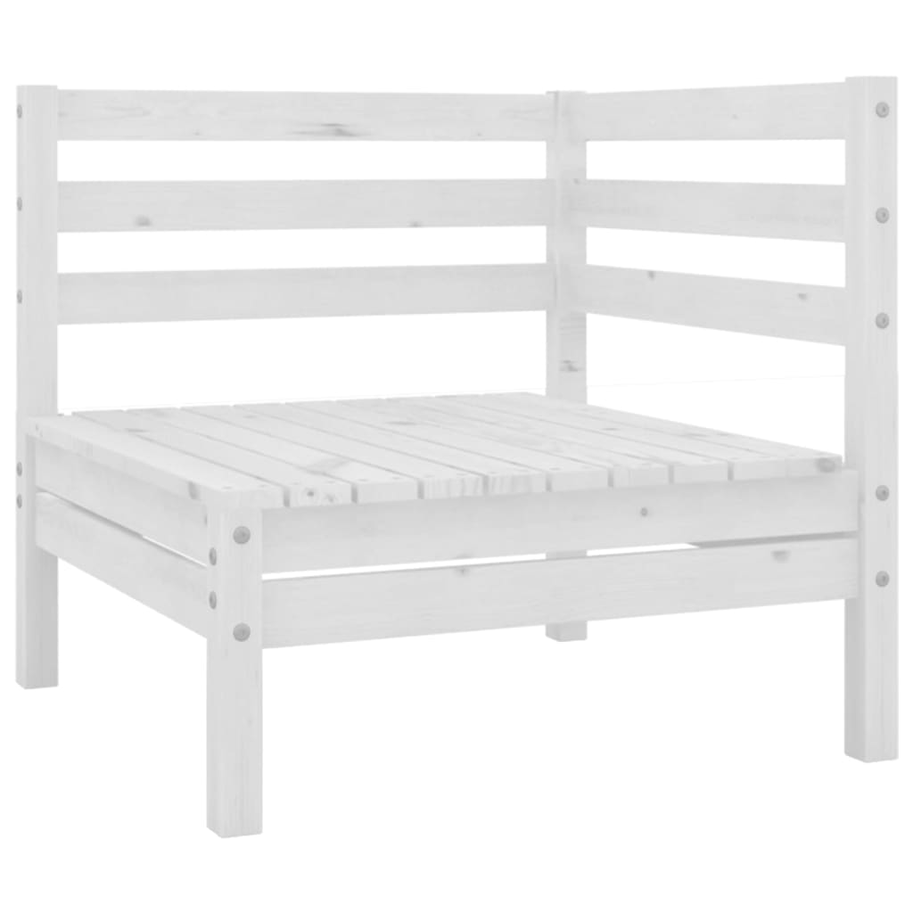 Garden corner sofa, white, solid pine wood