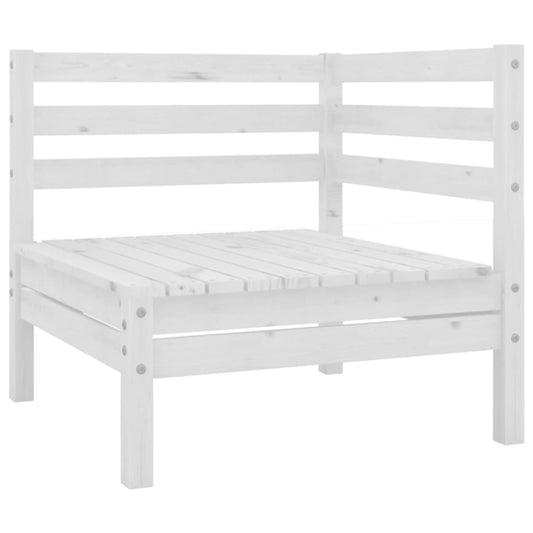 Garden corner sofa, white, solid pine wood