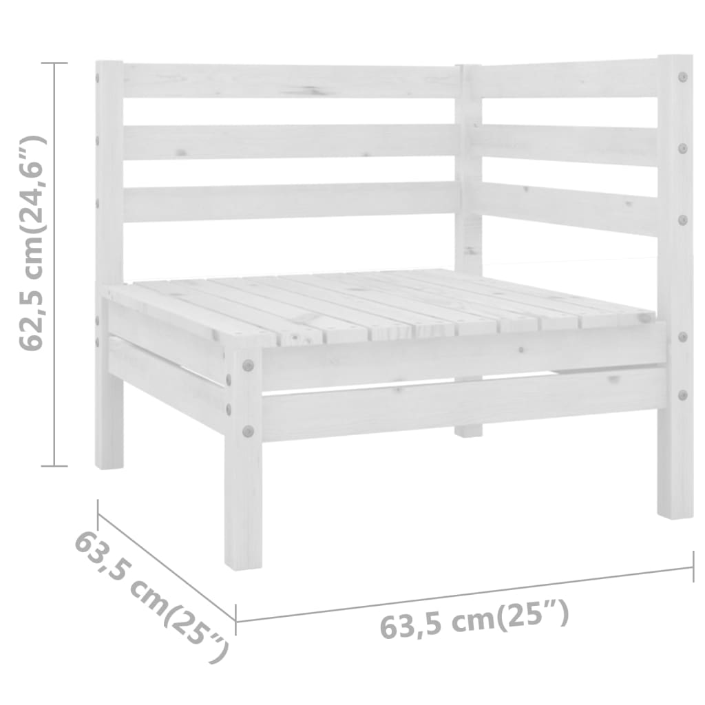 Garden corner sofa, white, solid pine wood