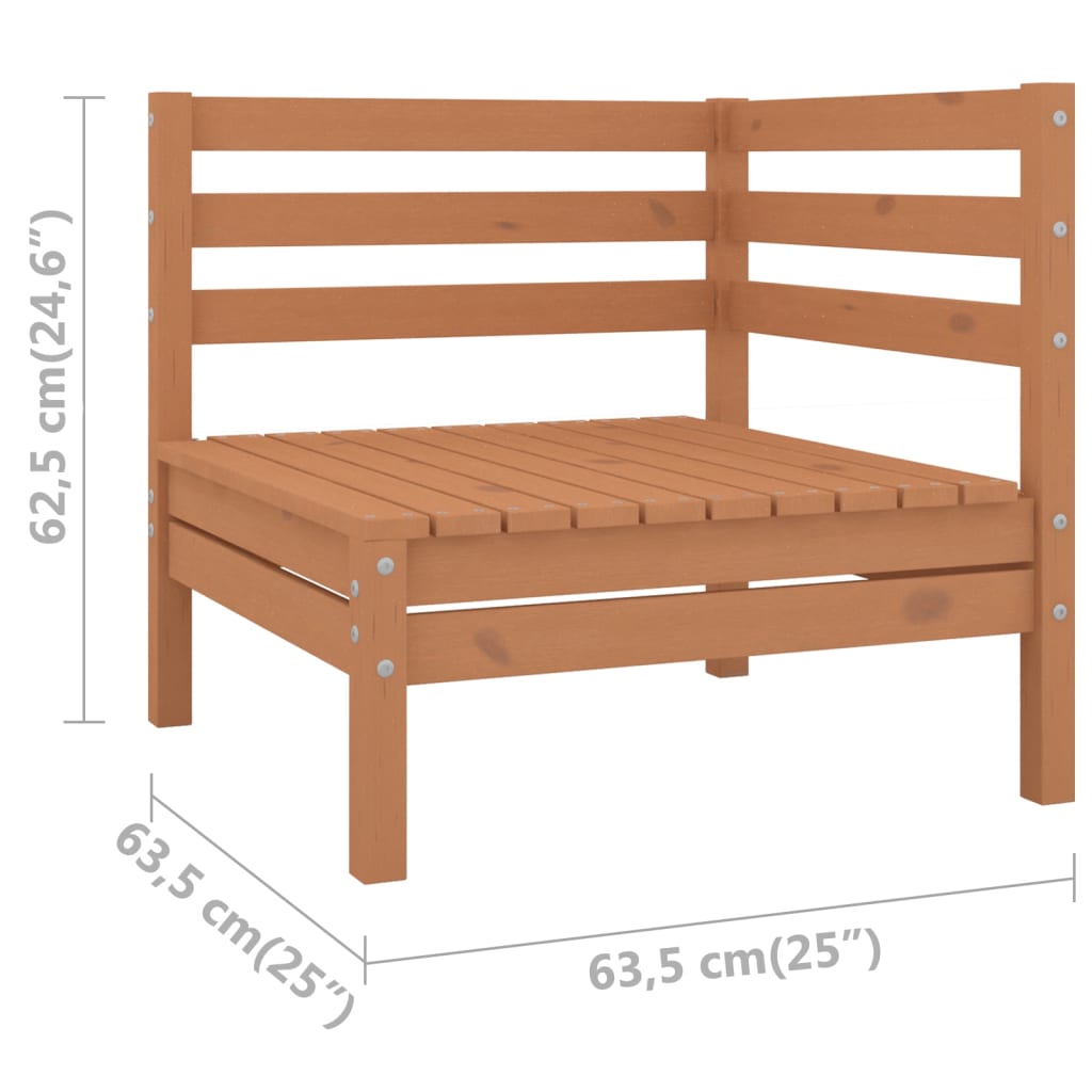 Garden corner sofa, honey brown, solid pine wood