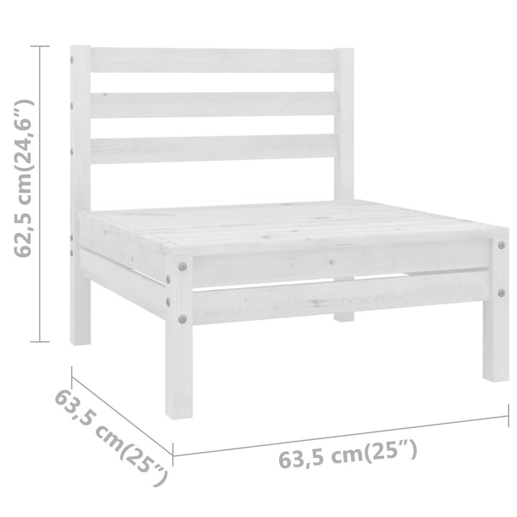 Garden center sofa, white, solid pine wood