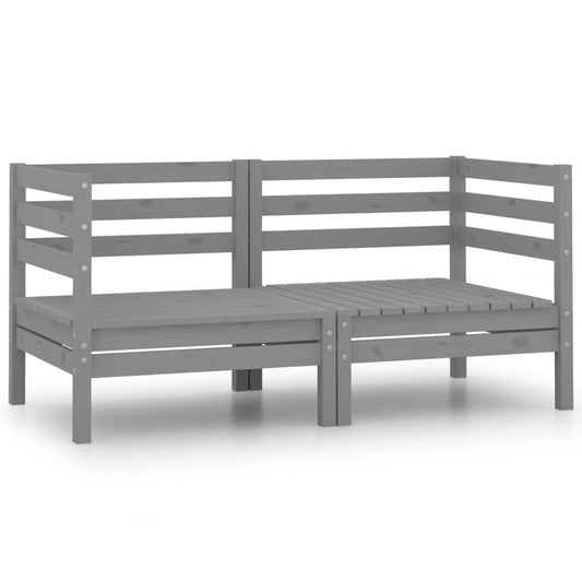 Garden corner sofas, 2 pcs., grey, solid pine wood