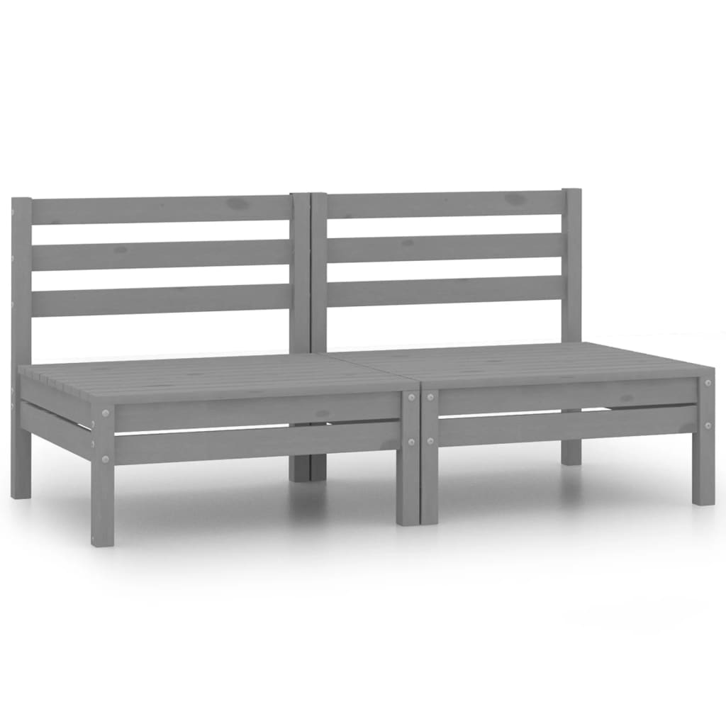 Garden center sofas, 2 pcs., gray, solid pine wood