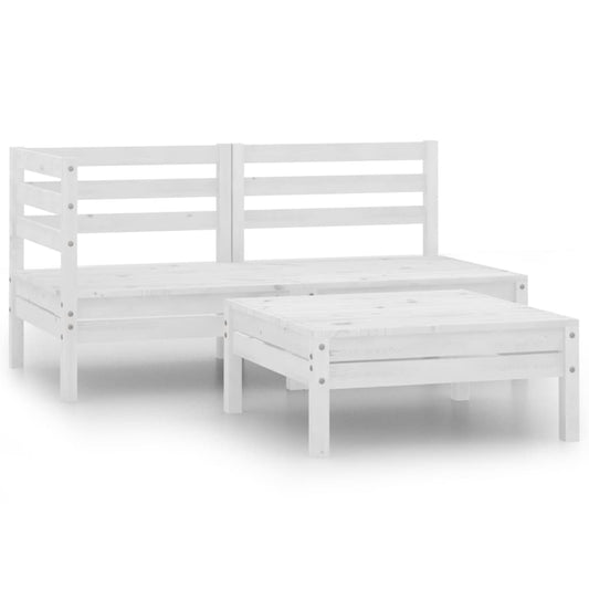 Garden furniture set, 3 pieces, white, solid pine wood