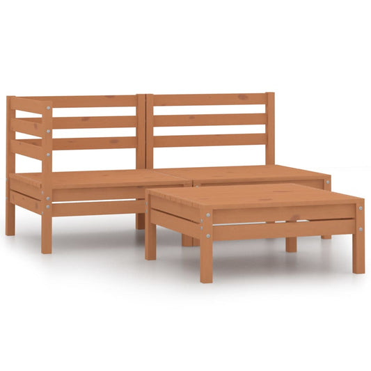 Garden furniture set, 3 pieces, honey brown, solid pine wood