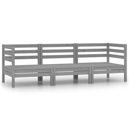 Garden furniture set, 3 pieces, grey, solid pine wood