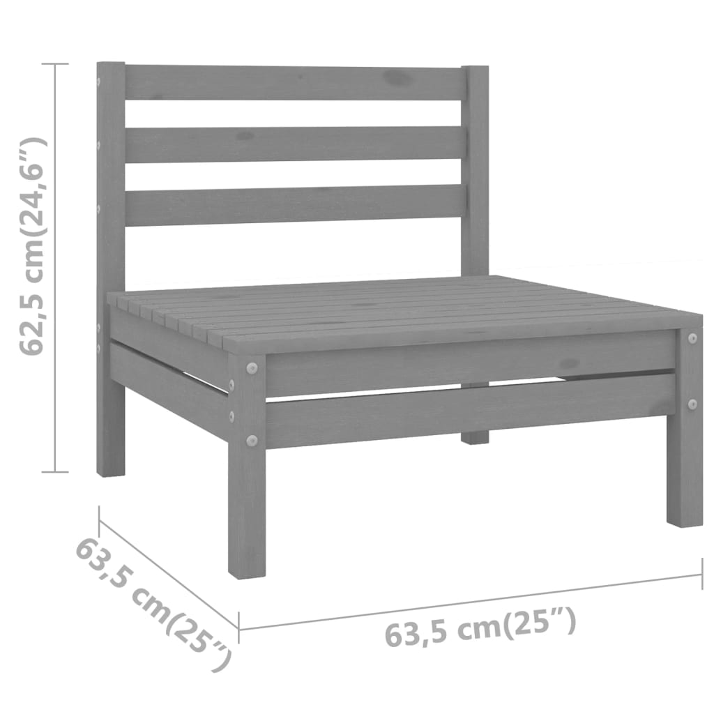 Garden furniture set, 3 pieces, grey, solid pine wood