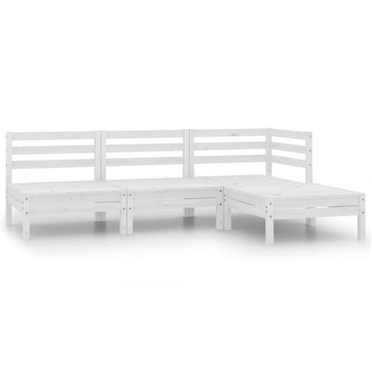 Garden furniture set, 4 pieces, white, solid pine wood