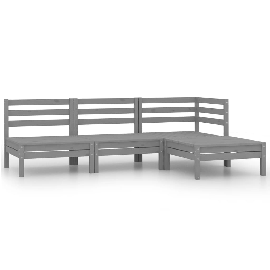 Garden furniture set, 4 pieces, grey, solid pine wood