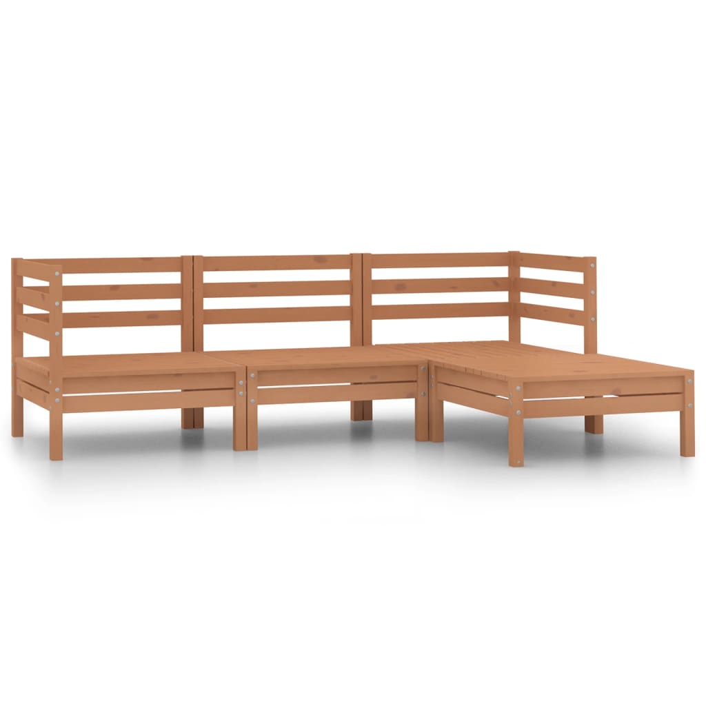 Garden furniture set, 4 pieces, honey brown, solid pine wood