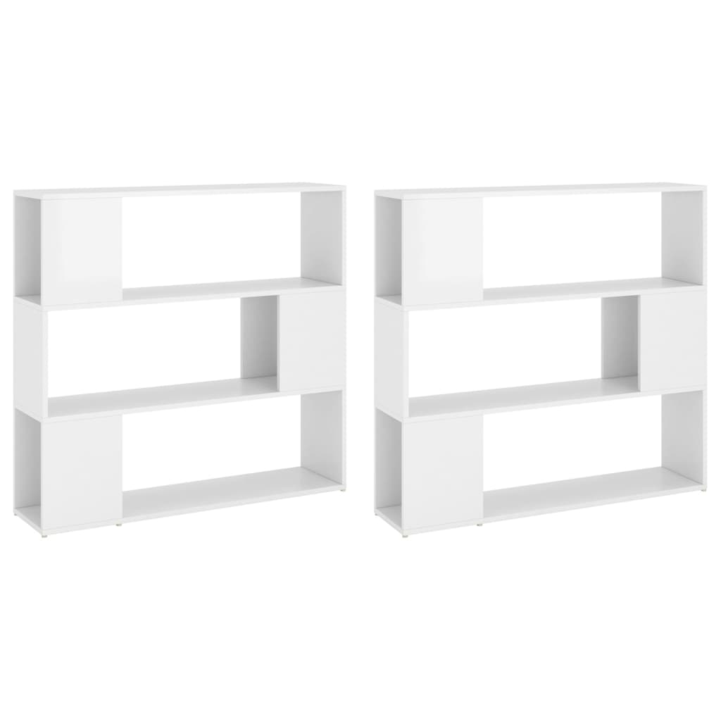 Bookcase/Room divider, high-gloss white, 100x24x188 cm