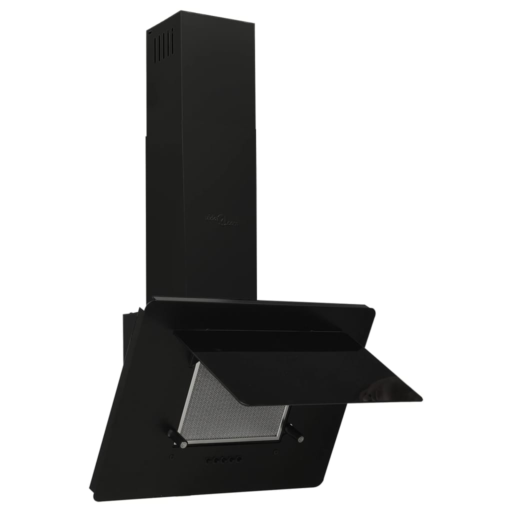 Black wall hood 60 cm stainless steel and tempered glass