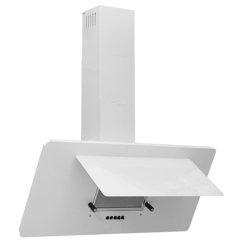 White wall hood 90 cm stainless steel and tempered glass