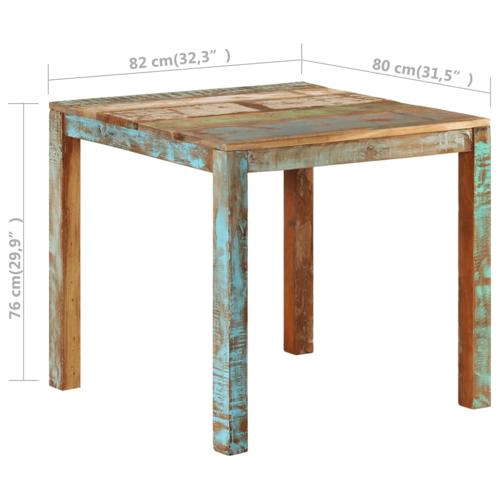 Kitchen table, 82x80x76 cm, solid recycled wood