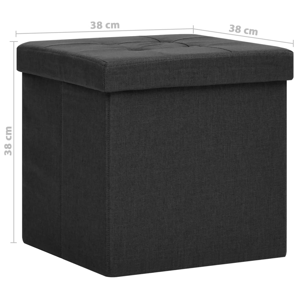 Folding storage stool, black, imitation canvas