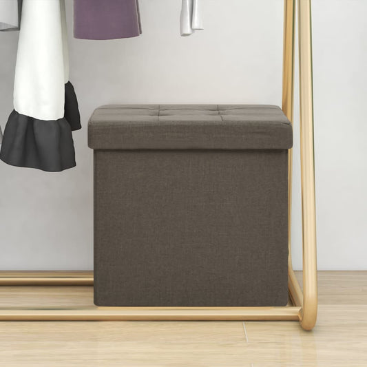 Foldable storage stool, brown, imitation canvas