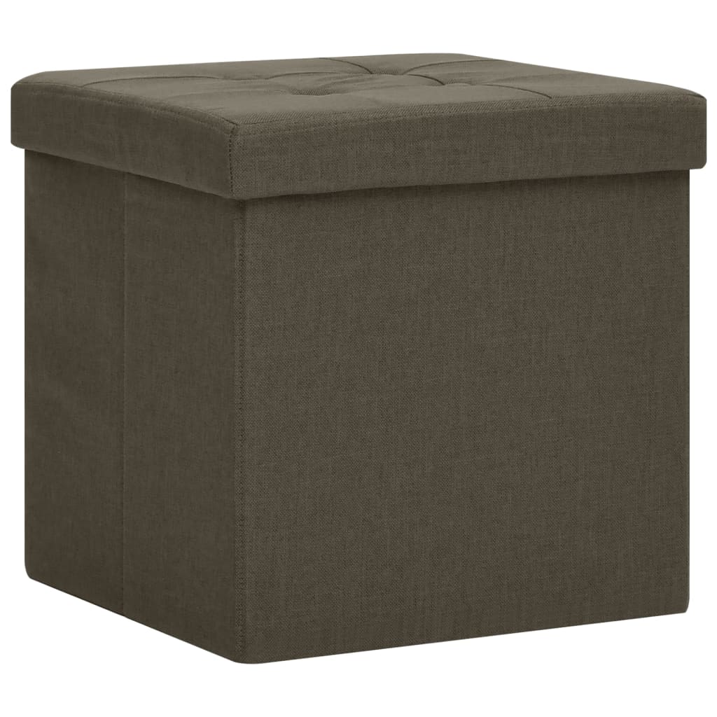 Folding storage stool, dark brown, fabric imitation