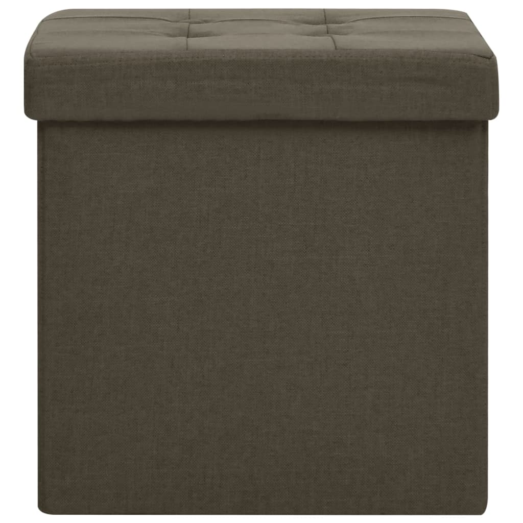 Folding storage stool, dark brown, fabric imitation