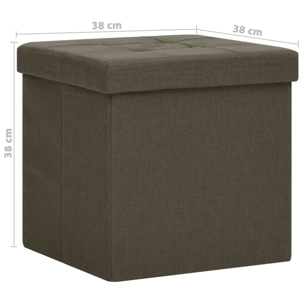 Folding storage stool, dark brown, fabric imitation