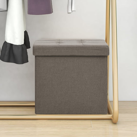 Folding storage stool, taupe grey, fabric look