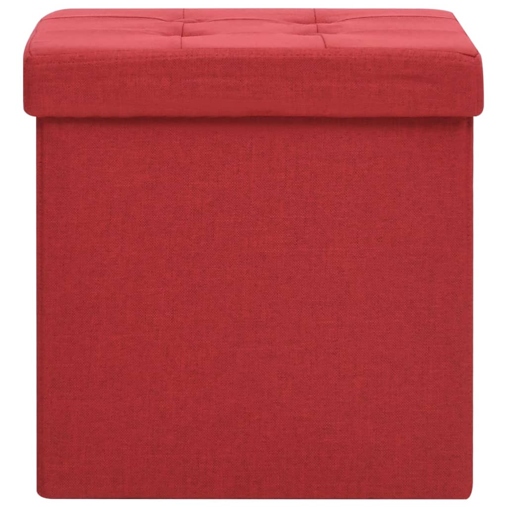 2-Piece Folding Storage Stools Wine Red Faux Canvas