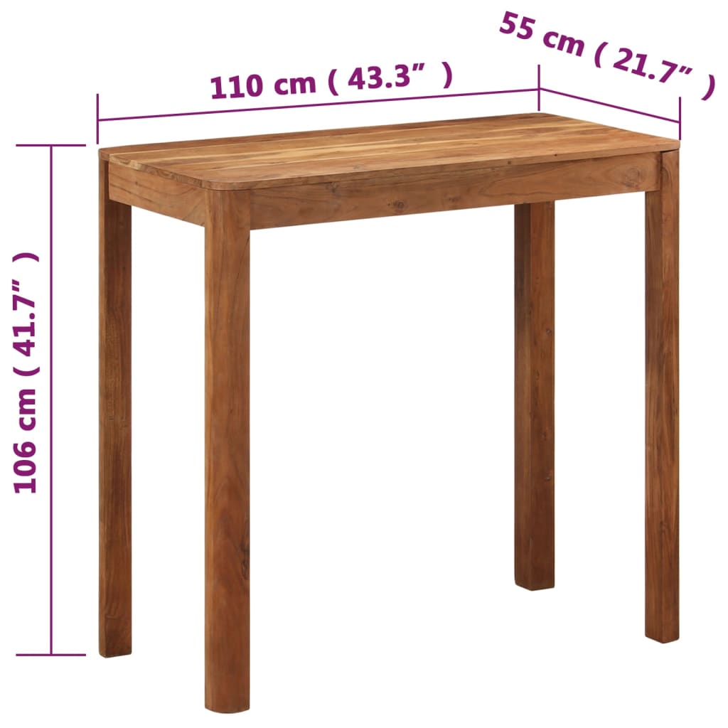 Bar table, 110x55x106 cm, solid acacia wood with honey finish