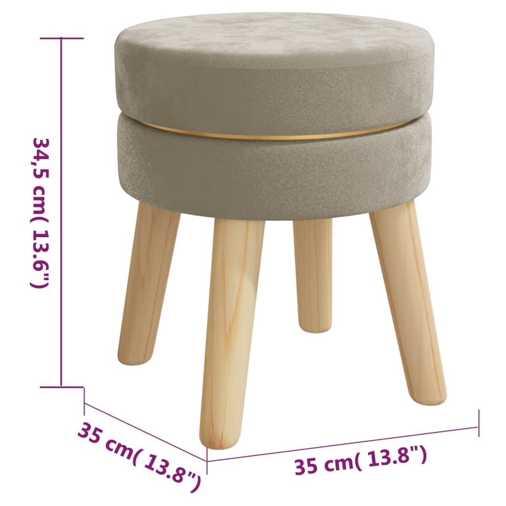 Round stool, dark gray, velvet