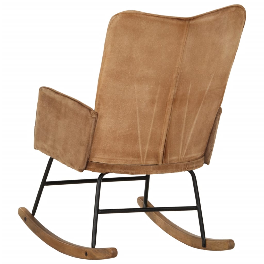 Rocking chair, vintage brown, canvas