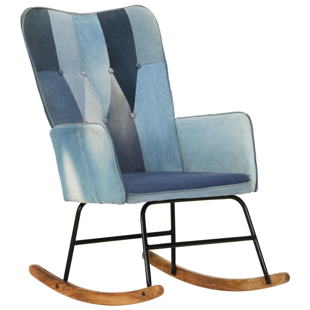 Rocking chair, mosaic pattern, denim blue, canvas