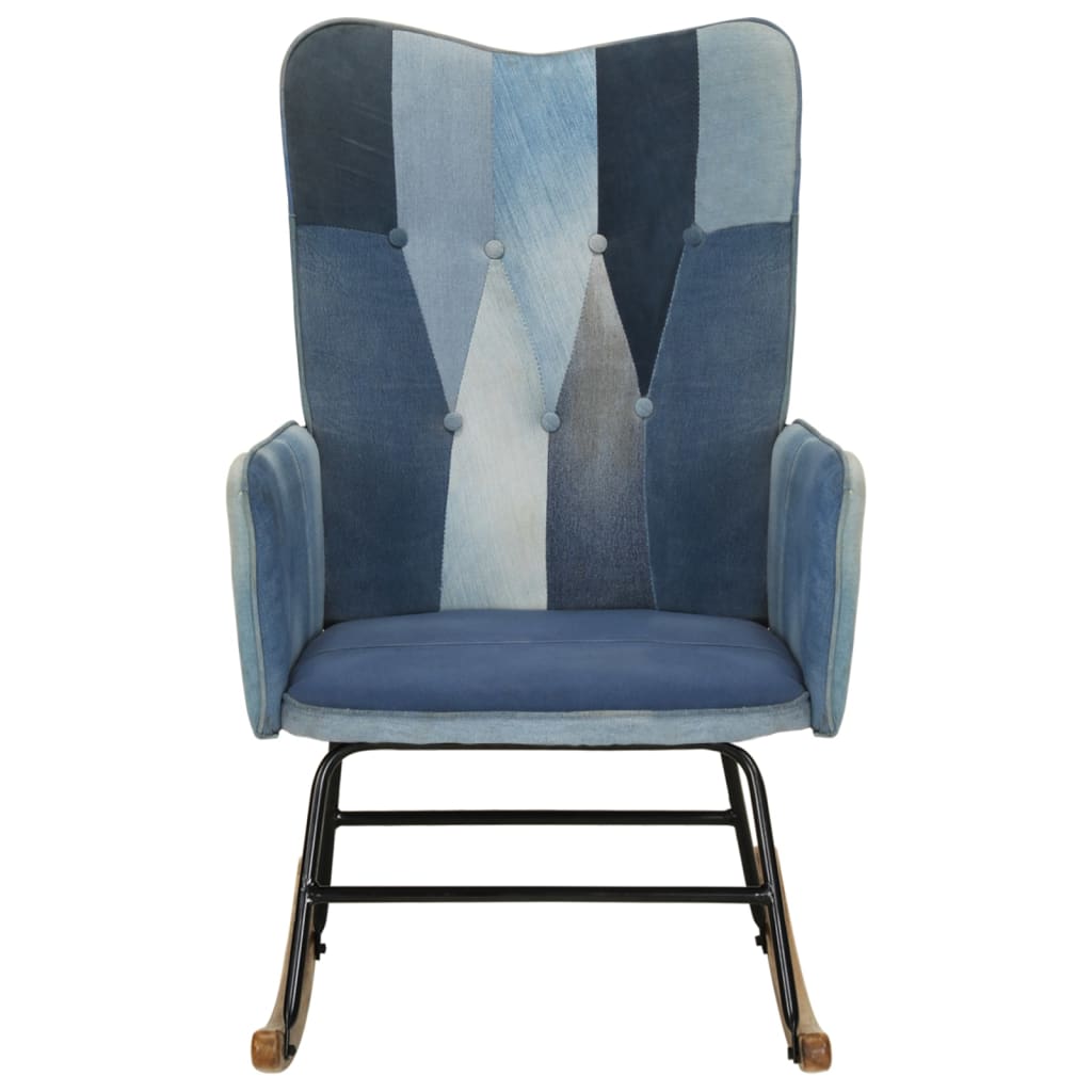 Rocking chair, mosaic pattern, denim blue, canvas