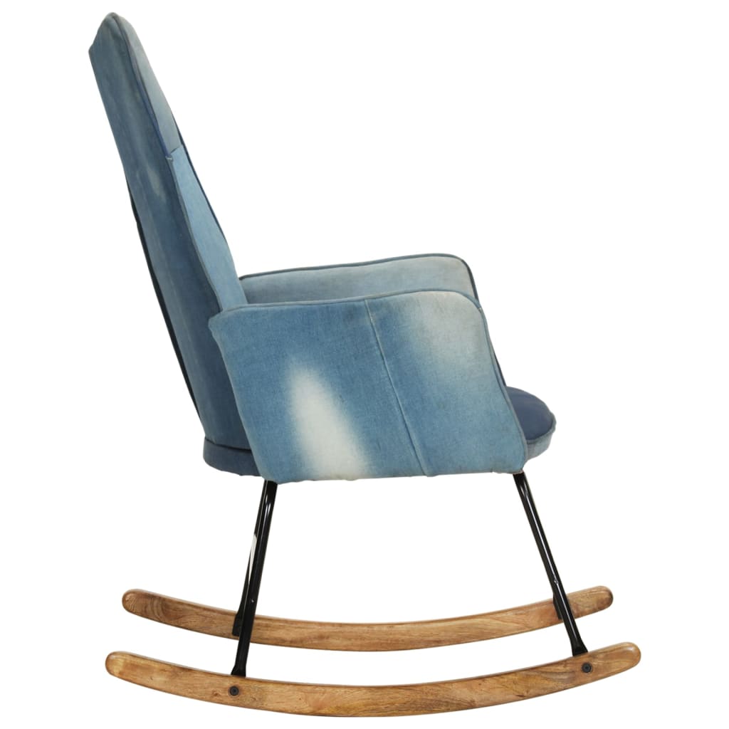 Rocking chair, mosaic pattern, denim blue, canvas