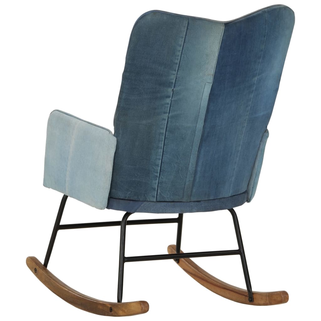 Rocking chair, mosaic pattern, denim blue, canvas