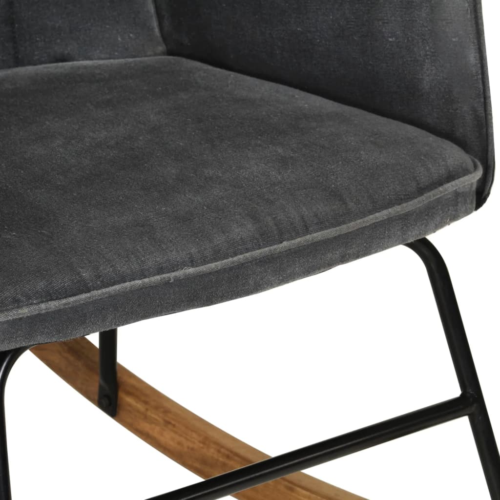 Rocking chair with stool, vintage black, canvas