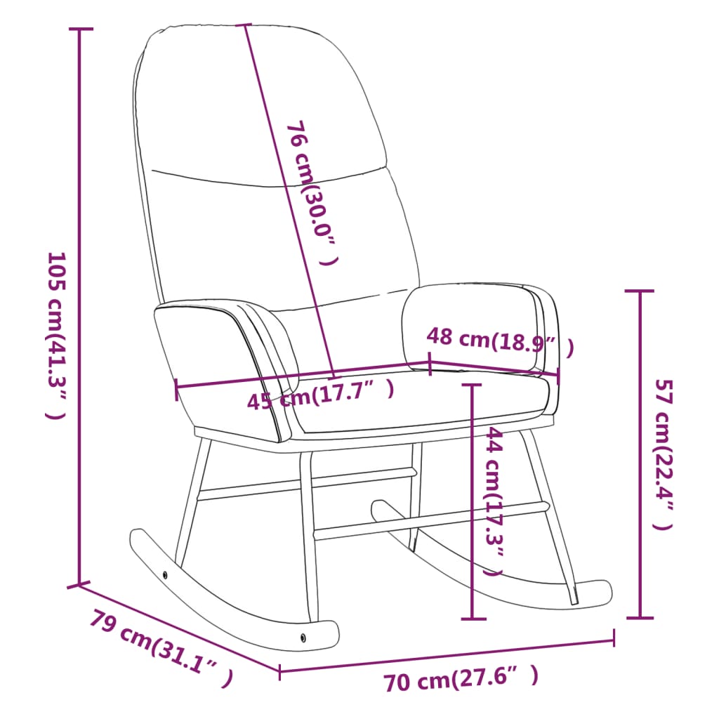 Rocking chair, light gray, fabric