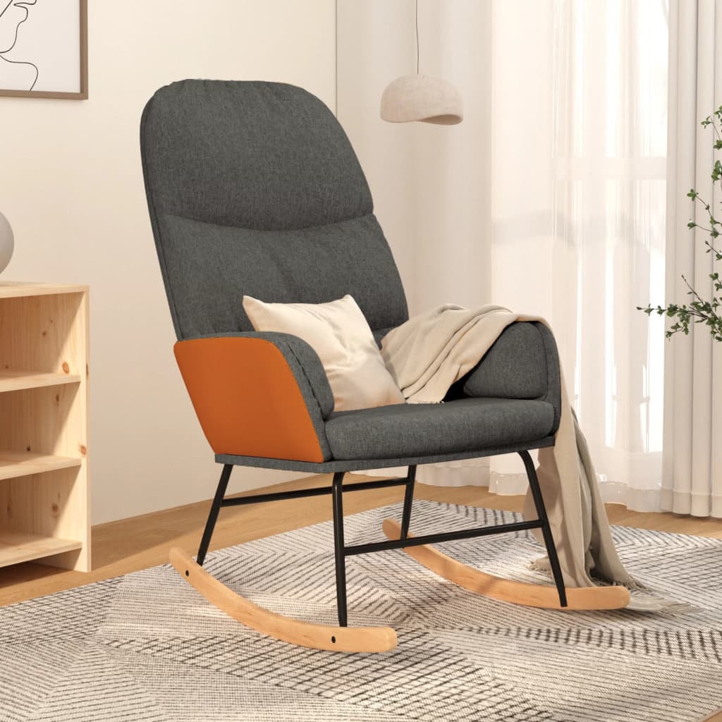 Rocking chair, dark grey, textile