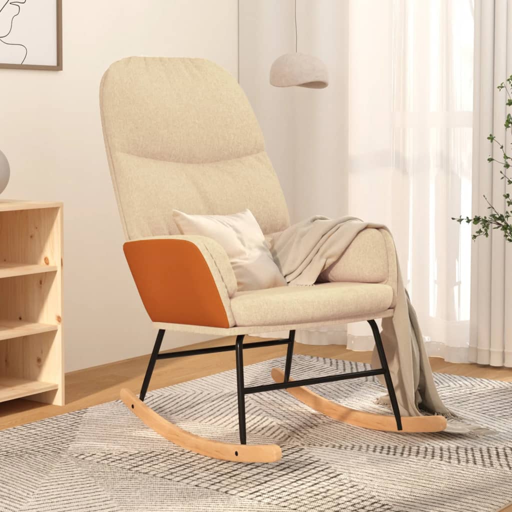 Rocking chair, cream white, textile material