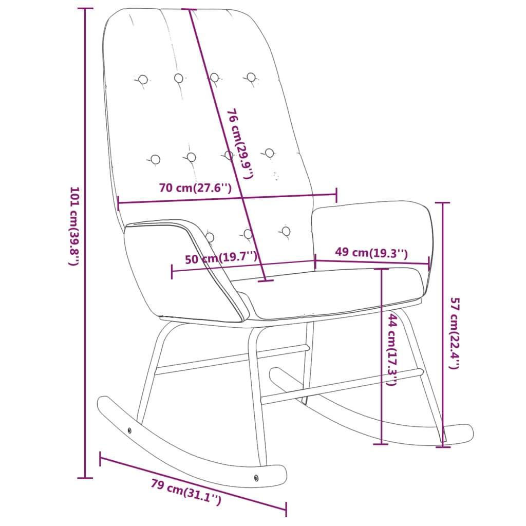 Rocking chair, light gray, fabric