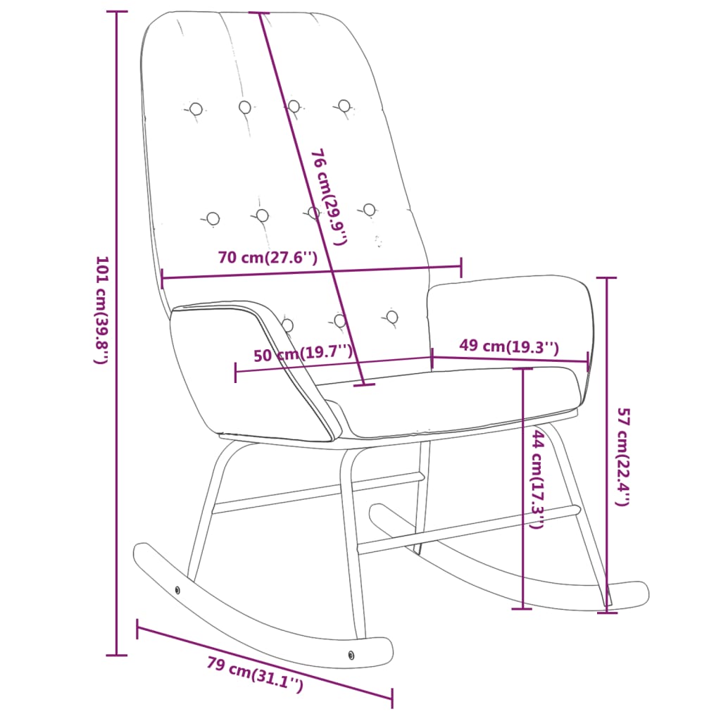 Rocking chair, taupe gray, fabric